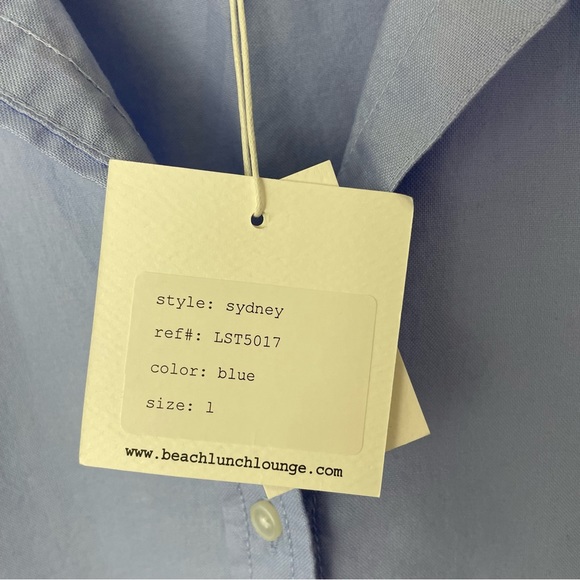 NWT Beachlunchlounge Sydney Blue Long Sleeve Button Down Shirt L - Picture 6 of 7